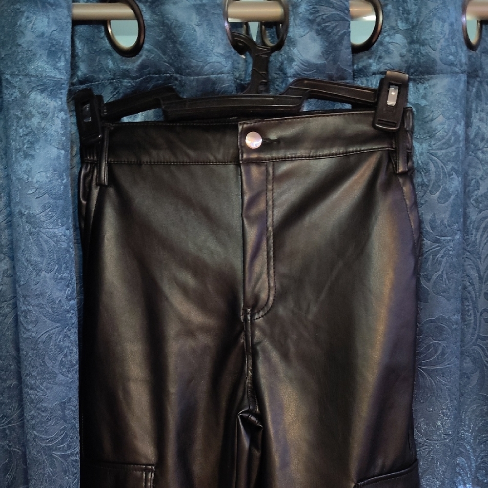 Women's Black Leather Cargo